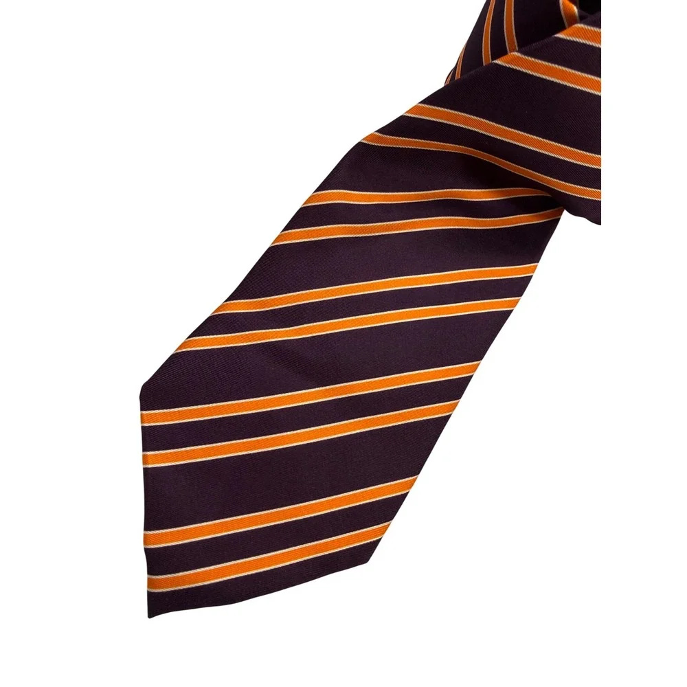 Daniel Dolce Silk Necktie OS Purple Orange Striped Excellent Italy Hand Made